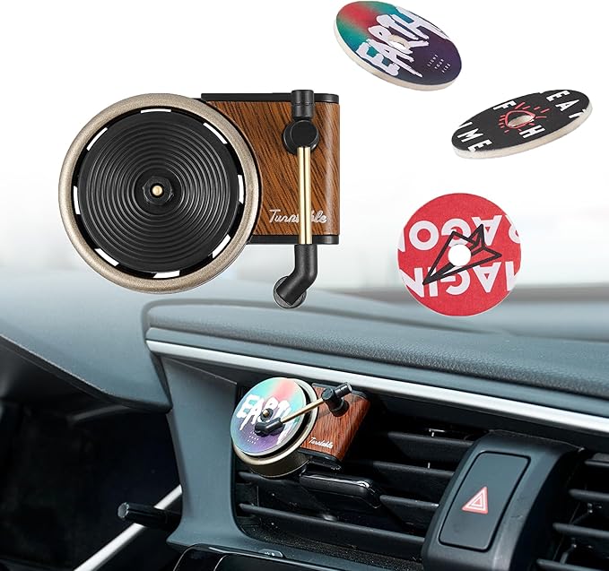 Record Player Car Vent Clips Air Freshener Retro Style Album Cover Car Air Conditioning Outlet Clip Fragrance Diffuser Car Interior Decoration Accessories, Retro Record Player