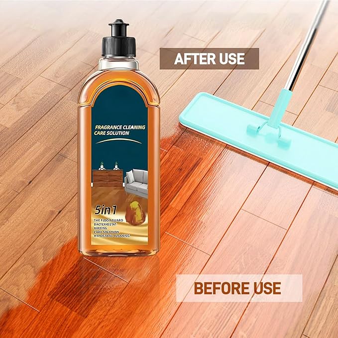 5 - in - 1 Wood Floor Cleaner, Deep Stain & Odor Remover for Hardwood, Tile & Laminate - Quick Shine, 500ml Amber Scented Professional - Grade Formula (2)