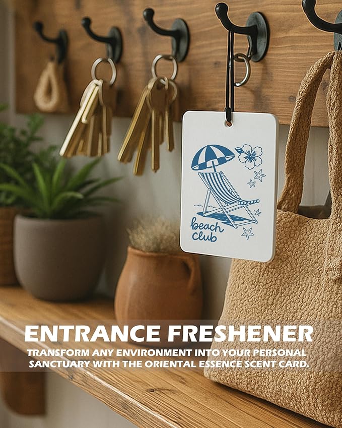 Blue Beach Cocktail Cologne Car Air Freshener 4 Pcs, Preppy Coastal Beachy Hanging Air Freshener for Cars Bathroom Dorm Books Decor, Preppy Beach Accessories Gifts for Women Girls