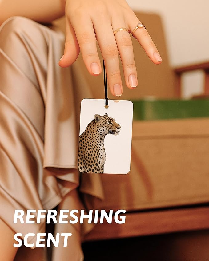 Pink Leopard Print Car Air Freshener 4 Pcs, Trendy Cheetah Lucky 8 Ball Hanging Air Freshener for Cars Closet Drawer Books, Preppy Girly Car Accessories Mirror Decor for Women