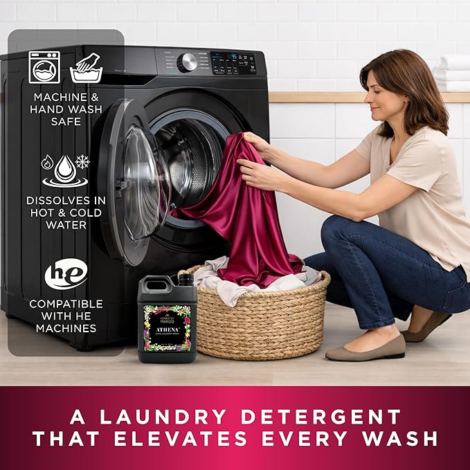 Honestly Margo Athena Luxury Laundry Detergent (64 oz, Pack of 1) – Laundry Detergent Scented with Amber Musk, Pink Pepper Perfume and Rose Perfume | Delicate Laundry Detergent, Liquid Soap, 22 Loads
