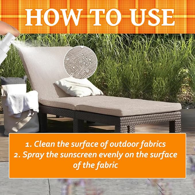 Water & Sun Shield Outdoor Fabric Spray - Cooling UV Protection, Waterproof & Fade-Resistant Spray for Patio Furniture, Awnings, Tents (Refreshing, Quick-Dry) (2)