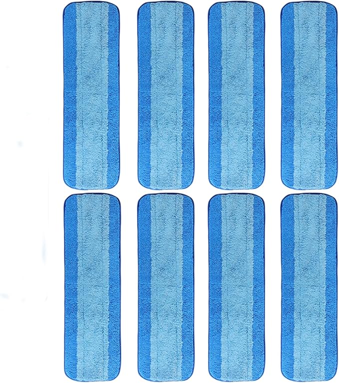 8 Pack Microfiber Cleaning Pads, Reusable Microfiber Mop Pads for 18 Inch Mop, Hardwood & Hard Surface Floors Replacement Cleaning Mop Pads, Machine Washes