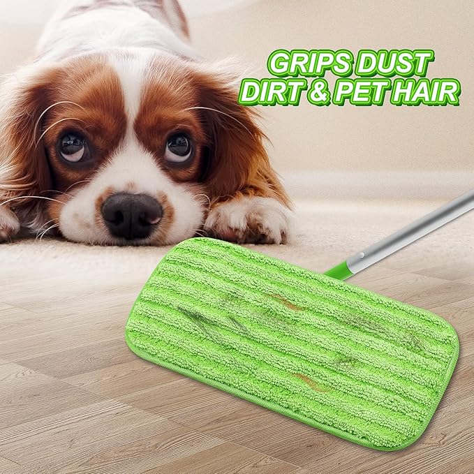 Reusable Mop Pads for Swiffer Sweeper Mops Microfiber Mop Floor Pad Refills Compatible with Sweeper Washable Mop Head Pads Replacements for Multi Surface Dry & Wet Floor Cleaning, 2 Pack