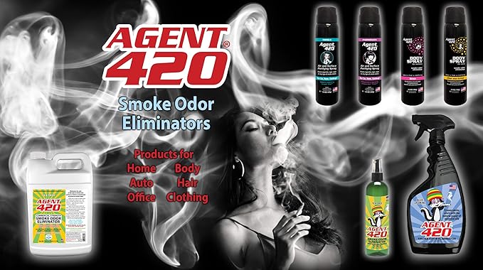 Agent 420 Odor Eliminator Trigger Spray, Black Glacier, 22 oz — Tea Tree Oil Breaks Down Smoke at the Molecular Level