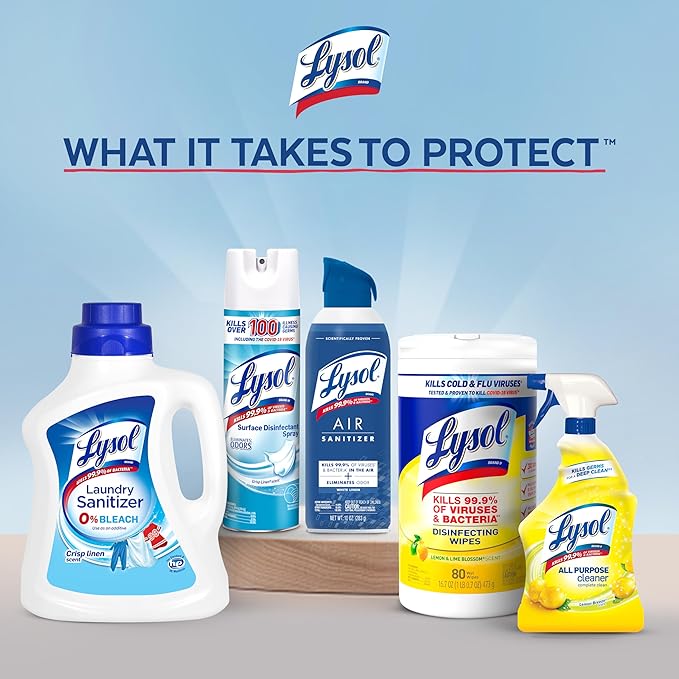 Lysol Disinfectant Wipes, Multi-Surface Antibacterial Cleaning Wipes, For Disinfecting and Cleaning, Lemon and Lime Blossom, Pack of 4