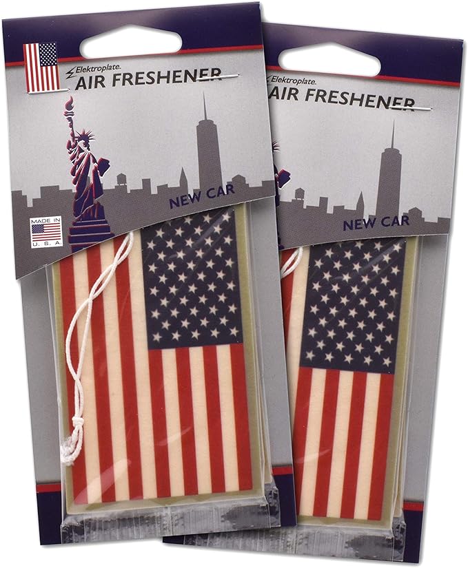 Elektroplate Red White and Blue American Flag Automotive Air Fresheners for Vehicles | New Car Scent (6-Pack) | Made in the USA