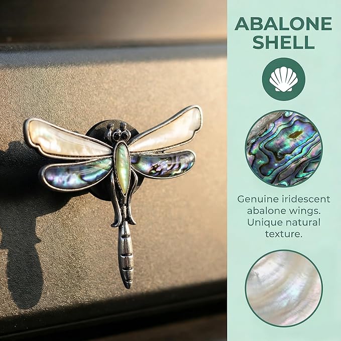 Dragonfly Car Vent Clips Cute Air Freshener Clip Accessories Decorations for Decor Iridescent Abalone Dashboard Ornament for Women