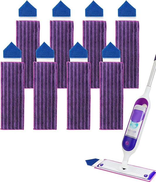 KEEPOW Power Mop Pads Compatible with Swiffer PowerMop Mop Refills with Scrubbing Pads 8pcs Microfiber Wet Mops Refills Reusable PowerMop Pads Refill Deep Cleaning Hard Floor Mop Pads Replacement