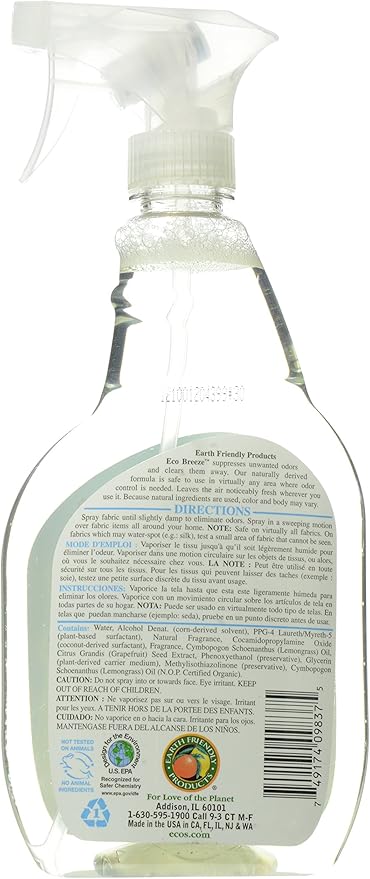 Earth Friendly Products Eco Breeze, Fabric Refresher, Lemongrass, 22 fl oz