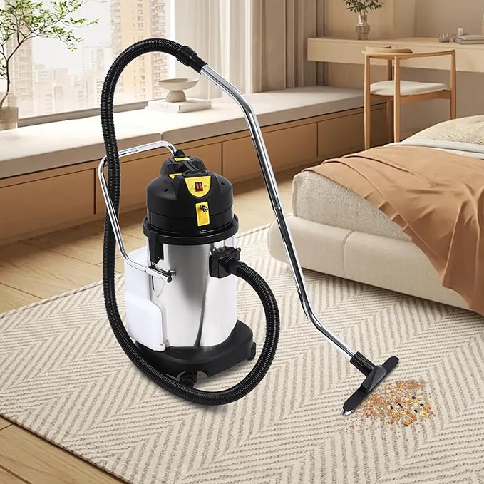30L/8Gal Commercial Carpet Cleaner, 1000W Wet Dry Upholstery Cleaner Machine with Long Flat/Dust/Water Vacuum Head, Professional 3in1 Floor Cleaning Machine Extractor Vacuum for Carpet Sofa Curtain