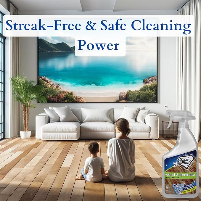 Black Diamond Stoneworks Wood & Laminate Floor Cleaner- Ready to Use Non-Toxic No-Rinse Formula - Safe for Vinyl, Wood, and Engineered Floors (512 Fl Oz)