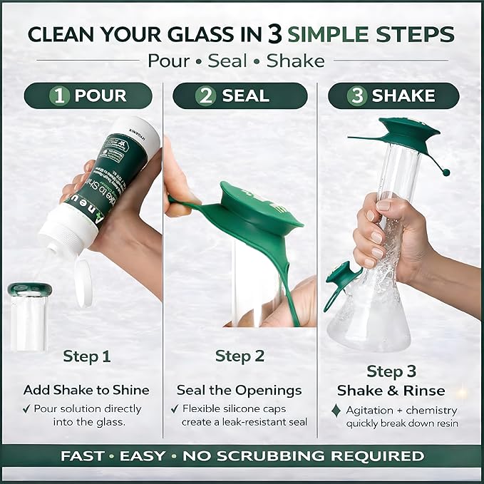 Aneu Shake to Shine (1 Pack) – Fast-Acting Cleaner | Shake Away Tough Resins & Grime | Cleans Glass, Silicone, Metal, & Borosilicate | 12oz - 1 Pack