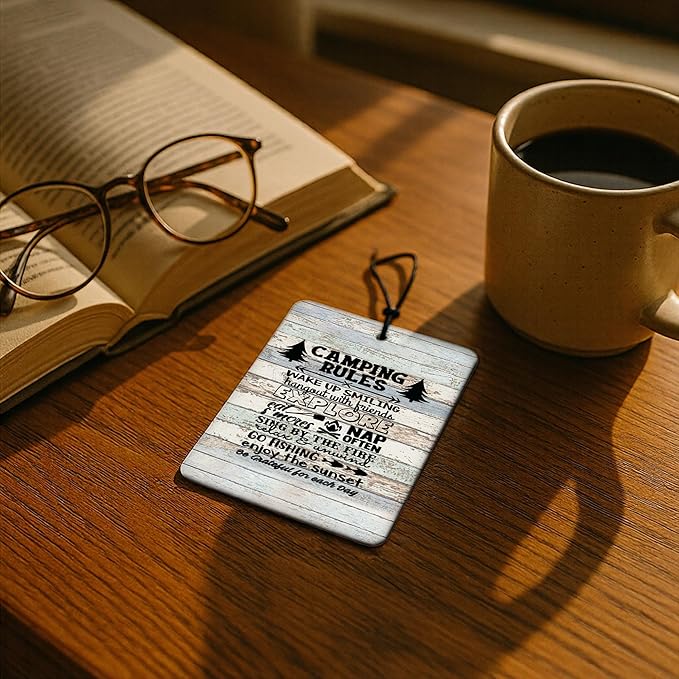 Rustic Farmhouse Camping Car Air Freshener 4 Pcs, Camping Lovers Gifts Air Freshener Hanging for Cars Books Closet Drawer, Camper Car Accessories Gifts for Women Men Couples