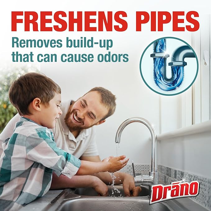 Drano Max Build Up Remover Drain Cleaner, Enzymes & Probiotics Prevents Clogs & Remove Odor-Causing Buildup, Safe for Septic, Toilets & Pipes in Bathroom Drains & Kitchen Sinks, Commercial Line, 60 oz