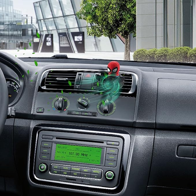 Car Air Freshener Cute Cartoon Hero Pilot Car Diffuser Rotating Propeller Automotive Air Outlet Fan Creative Car Perfume Decoration Men Cool Car Accessories