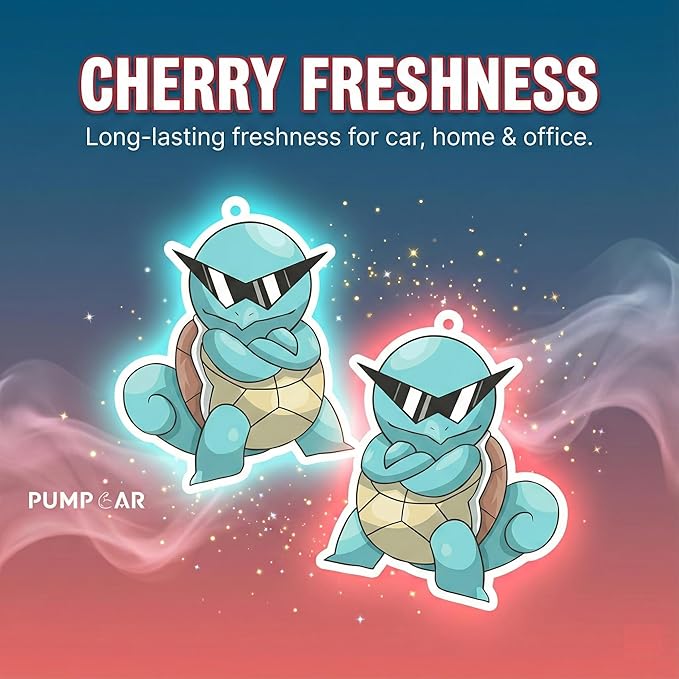 PumpCar 2 pieces double-sided poke turtle hanging cartoon cherry-scented funny car air freshener Cool hanging for rearview mirror Car Interior Accessories Gifts