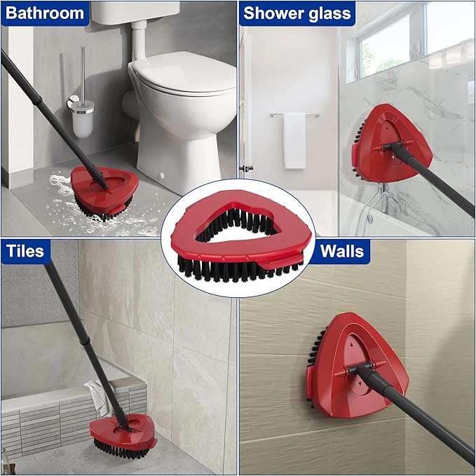 Aifacay 1 Pack Scrub Brush Replacement Head Compatible with O-Cedar EasyWring 1-Tank Spin Mop, Hard-Bristle Triangular Scrubber Brush for Shower Floors, Bathroom, Tile, Kitchen & Wall Cleaning