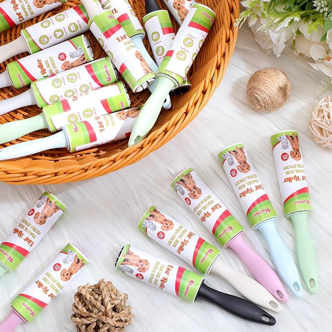 Hushee Mini Lint Roller for Travel Small Lint Removers for Pet Hair and Clothes Travel Size Removers Sticky Removing Tool for Travel, Gift Bags, Furniture, Car Seat(24 Pcs)
