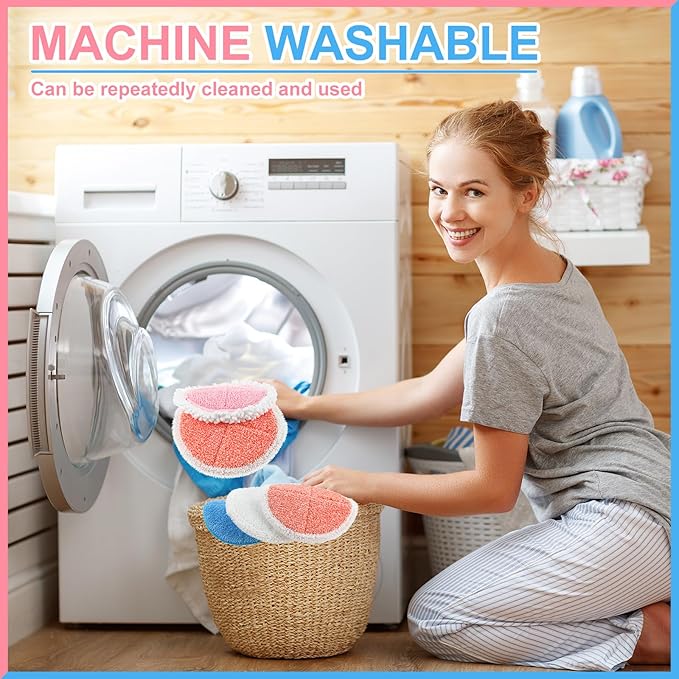 Irenare 20 Pack Electric Mop Pads Spin Replacement 7.28 Inch Round Mop Pads for Floor Cleaning Reusable Washable Electric Spin Replacement Supplies for Kitchen Floor Cleaning (Stylish Color)