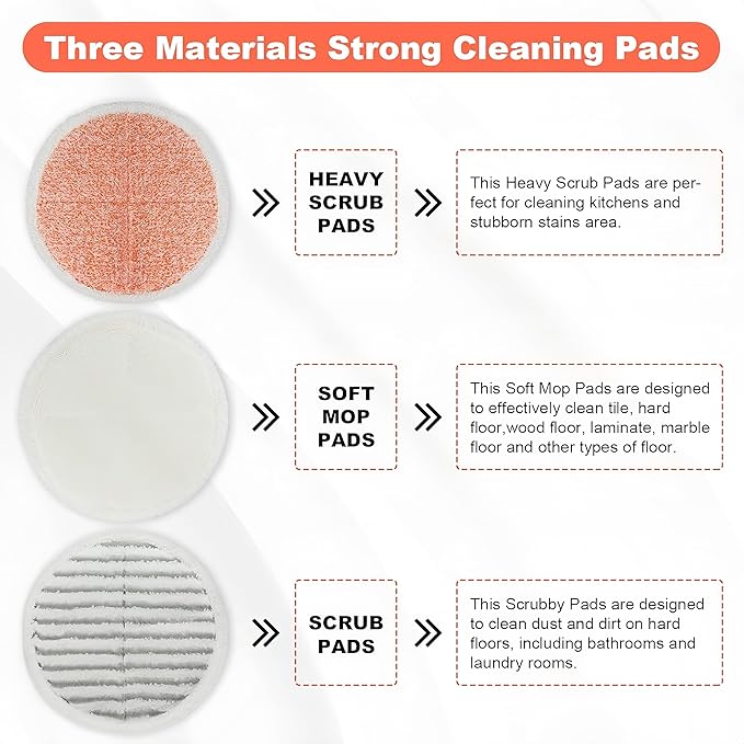 Mop Pads Replacement for Bissell Spinwave/Spin Wave/Crosswave,Expert/Pet/Cordless Hard Floor 20399 23157 2039A 2124A 20393 2039T 2039W 20391 2307 2315A Spin waveMop Refill Heavy Scrub Pad-(6+4+2)