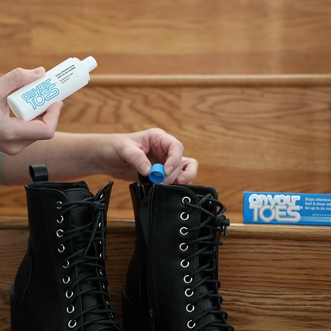 On Your Toes Natural Foot and Shoe Odor Eliminator –Shoe Deodorizer with Body Powder to Neutralize Smelly Odors – Long-Lasting, Fast-Acting Foot Powder for Kids and Adults (4 Pack)
