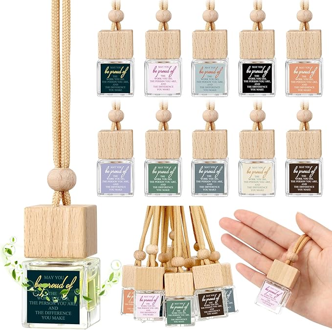 30 Pcs Appreciation Gift for Coworker Empty Hanging Car Air Freshener Diffuser Bulk May You Be Proud of The Work Thank You Glass Bottles Gifts for Staff Team Intern Teacher