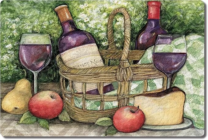 Wine Theme Kitchen Mats for Floor Vintage Kitchen Rug Non Slip Cushioned Comfort Standing Mat, 3x5ft/36x60in
