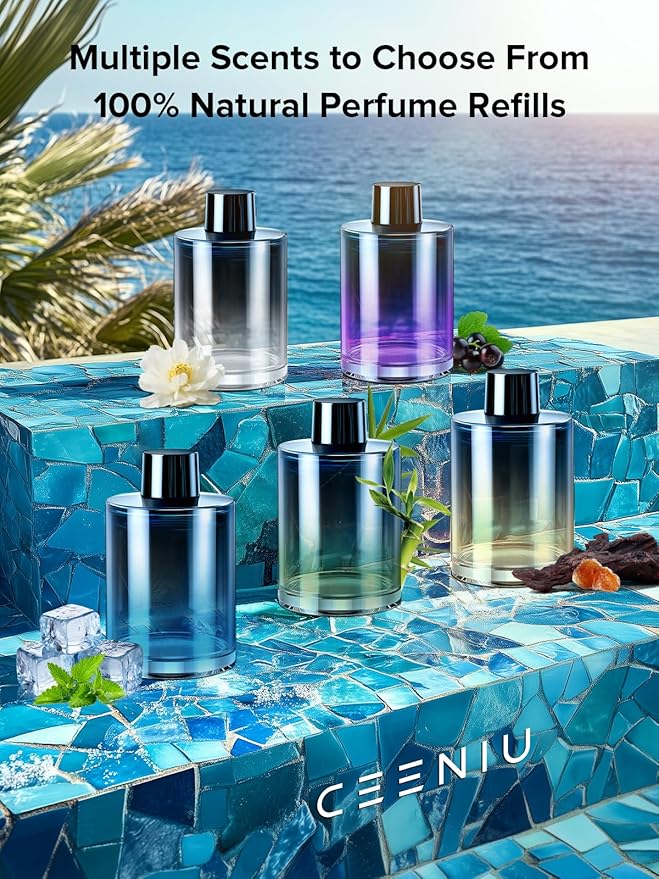 Ceeniu Smart Car Air Freshener, Larger 135ml Capacity, Long-Lasting 6-Month Fragrance, Auto On/Off, Quiet Operation, Stylish Ambient Light, Premium Scent for Women, CF3 Diffuser, Bamboo Forest Scent