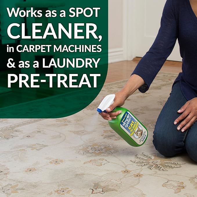 Simple Green Cat Stain & Odor Remover - Enzyme Cleaner for Cat Urine, Feces, Blood, Vomit (32 oz Sprayer & 1 gallon Refill)
