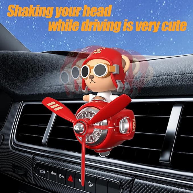 2Pcs Car Air Fresheners, Cute Bear Pilot Automotive Air Outlet Creative Car Perfume Diffuser, Automotive Accessories Air Vent Decoration with 8 Fragrant Tablets (Blue 1+Pink 1)