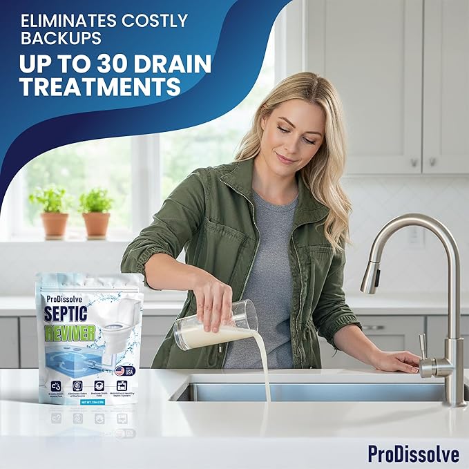 Septic Tank Treatment 2 lb, Up to 30 Treatments – Septic Tank Cleaner with Natural Enzymes & Bacteria – Drainage Solutions to Digest Clogs, Odor, Sludge & Grease While Boosting Beneficial Bacteria