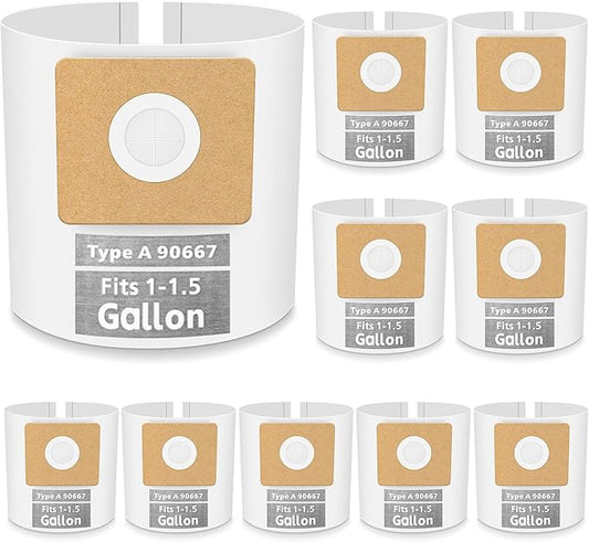 10 Pack Vacuum Bags Replacement for Shop Vac Bags 1-1.5 Gallon Type A 90667 9066700 9066733, PETOX High-Efficiency Disposable Vaccum Collection Filter Bags