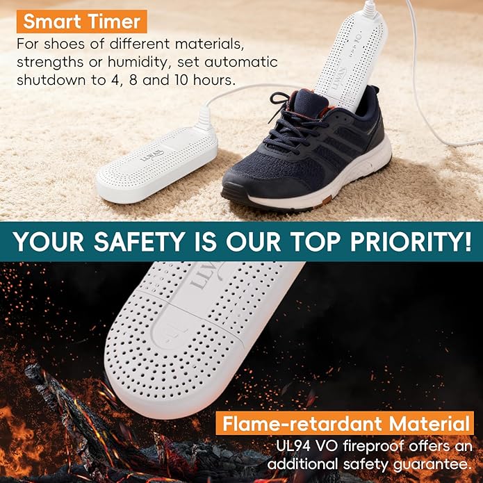Electric Shoe Dryer, Ski Boots Dryer, Shoe & Boot Warmer for Sweaty Sneakers Trainer Shoes with 4/8/10 Hours Timer