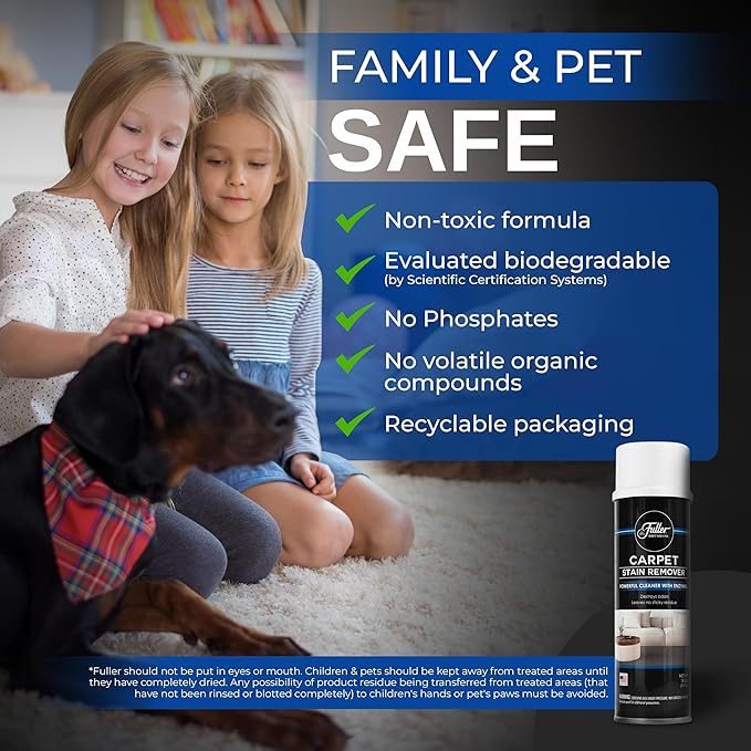 Fuller Brush Carpet Stain Remover – 18 oz Enzyme Foam Spot Cleaner for Carpets, Rugs & Upholstery – Removes Pet Stains, Coffee, Wine, Grease – Odor Eliminating (Pack of 1)