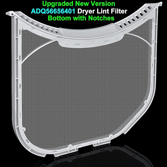 ADQ56656401 Lint Filter Replacement for LG & Kenmore Dryers, Ultra Durable Dryer Lint Screen Trap, New Version ADQ56656401 Filter (Bottom with Notches)