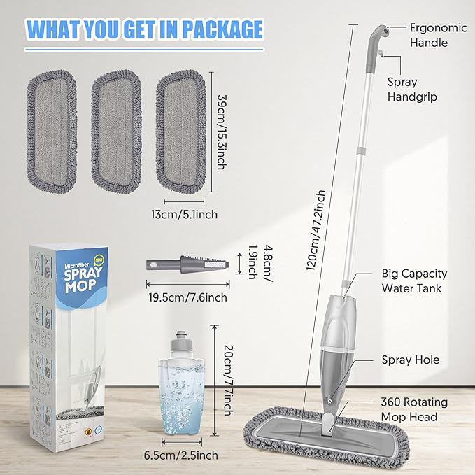 Dust Mop Wet Mop with 9 Washable Pads for Hardwood Floors