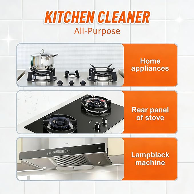 2026 New Kitchen Cabinet Cleaners and Polishers, 3.38 All in One Cabinet Cleaner, Grease Remover, Kitchen Degreasing Cleaning Spray for Stove, Oven, Dishwasher, Appliances (2 Pcs)