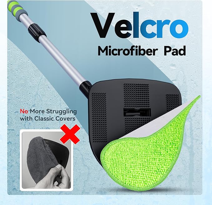 XINDELL Windshield Cleaning Tool, Interior & Inside Car Windshield Cleaner with Microfiber Pads, Extendable Handle & 360° Rotating Head, Streak-Free Glass Cleaning Kit for Cars Trucks