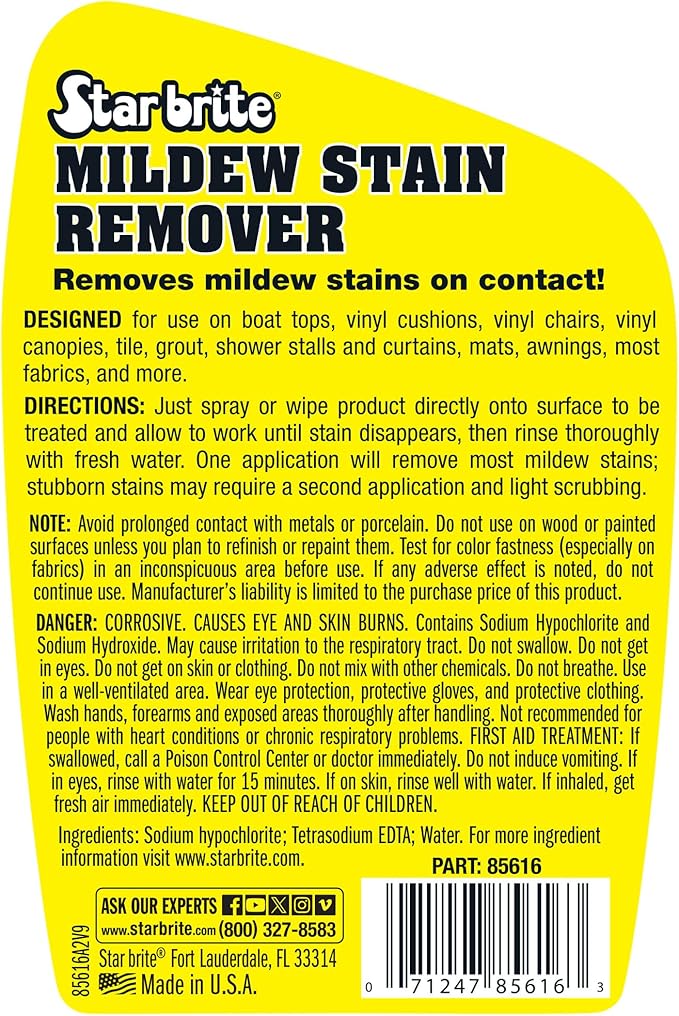 STAR BRITE Mildew Stain Remover + Cleaner Removes Stains on Contact - 22 OZ (085616SS)