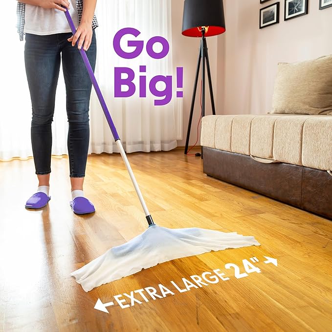 Wipex Plant Based XL Wet Floor Wipes for Squeegee Stick, Cuban Mop & Fabuloso Mop Heads - Lavender Scent, Huge Disposable Wipes (24" x 14") 12 Count (Pack of 3)