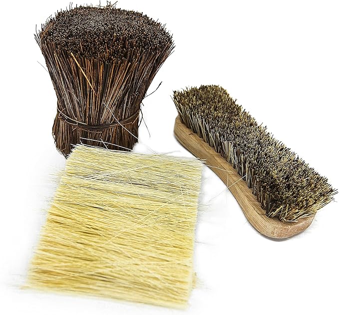 All-Natural Wooden Scrub Brush Set | Wooden Handle | Palmyra Bristle Brush for Cleaning | Eco Friendly Cleaning Products | Scrub Brush Set of 2