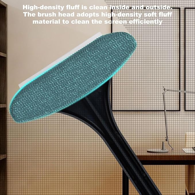 Two-in-1 Cleaning Brush, Cleaner, Window Screen Cleaning Brush, for Glass, Sofa & Walls, Thermo-Rubber Squeegee Edge, Wear-Resistant Tool