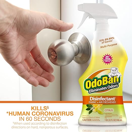 OdoBan Ready-to-Use Disinfectant and Odor Eliminator, Made in the USA, Citrus Scent, 32 Ounce Spray Bottle