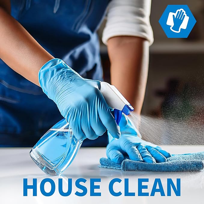 Medical Blue Nitrile Disposable Exam Gloves, 4.5 Mil 100 Pcs Powder-Free Latex-Free Food-Safe for Lab Cooking Cleaning