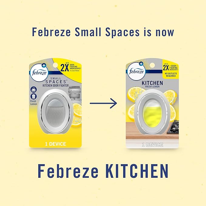 Febreze Kitchen Air Freshener, Odor-Fighting, Plug In Alternative, Air Fresheners for Home and Bathroom and Kitchen, Closet Air Fresheners, Fresh Lemon Scent, 6 Count