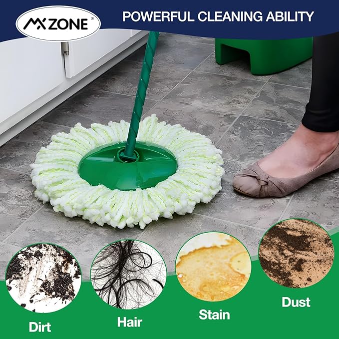 3 Pack Mop Head Replacement for Libman Tornado, Spin Mop Replacement Head 𝐎𝐍𝐋𝐘 Compatible with Libman, Easy to Replace, Machine Washable, Green and White (NOT for Old Version)