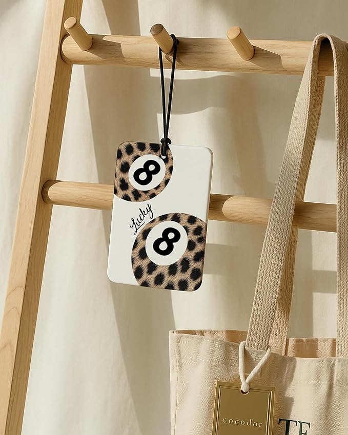 Trendy Retro Leopard Print Car Air Freshener 6 Pcs, Fashion Coquette Bow Cheetah Lucky 8 Ball Hanging Air Freshener for Cars Closet Drawer Books, Girly Car Accessories Mirror Decor for Women