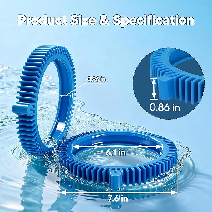 Funmit 896584000-143 Blue Front Tire Kit with Super Hump Replacement for Haywood Poolvergnuegen Select Pool Cleaners and Perfectly Compatible with Hayward Phoenix Cleaners (2 Pack)