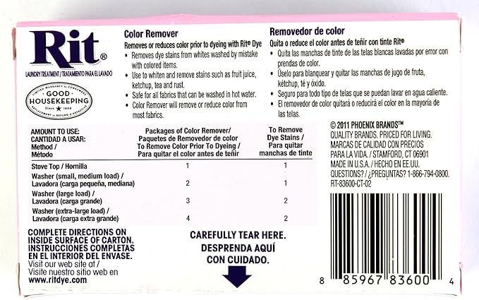 Rit Dye Laundry Treatment Color Remover Powder, 2 oz, 10-Pack
